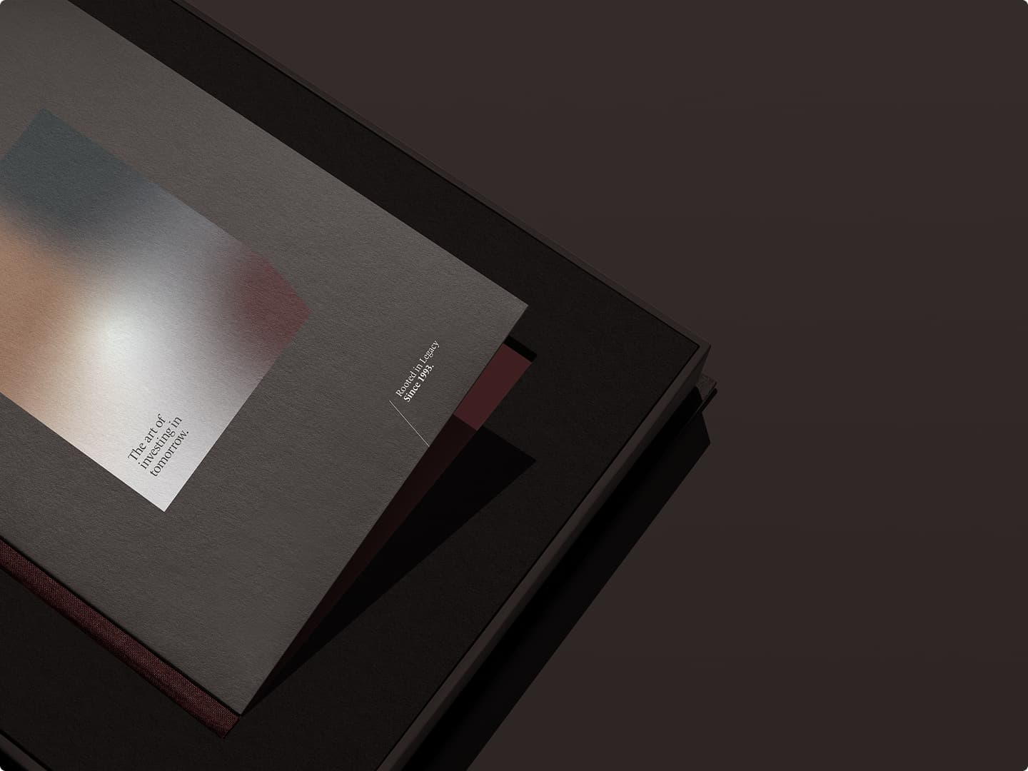 ISP Group folder with a soft gradient cover on a dark surface